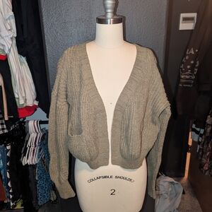 SHEIN Khaki Cardigan Sweater